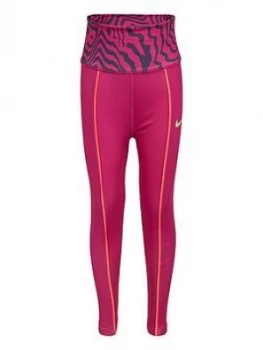Image of Nike Younger Girls Dri-FIT Printed Leggings - Purple, Purple, Size 6-7 Years