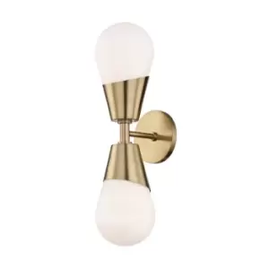Image of Cora 2 Light Wall Sconce Brass, Glass