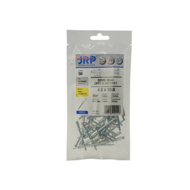 Image of Jrp Riveting Products 4.8 X 25mm Aluminium/steel Dome Head Rivets - Jrpbagasd4825 -
