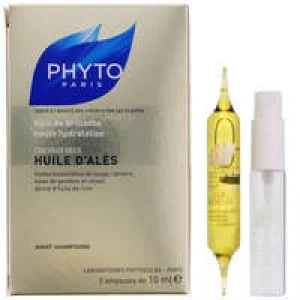 image of PHYTO Treatments Huile d'Ales: Intense Hydrating Oil Treatment For Dry, Dull and Treated Hair x 5 ampoules