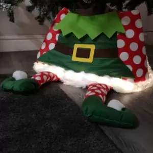 Image of 60cm Elf USB LED Fabric Christmas Tree Skirt with Timer Function in Warm White