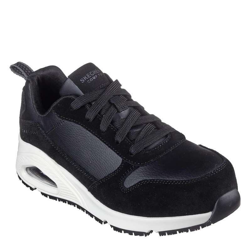 Image of Skechers Womens Uno SR Lace Up Safety Toe Non Slip Shoes Black/White female 4 (37)