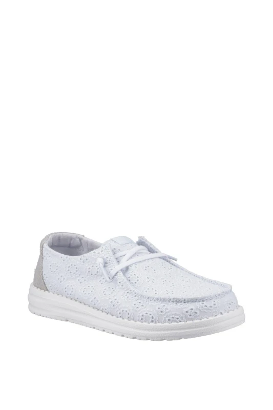 Image of HEYDUDE Womens Wendy Eyelet Lace Shoes in Blue Size: 4 Blue Female 4