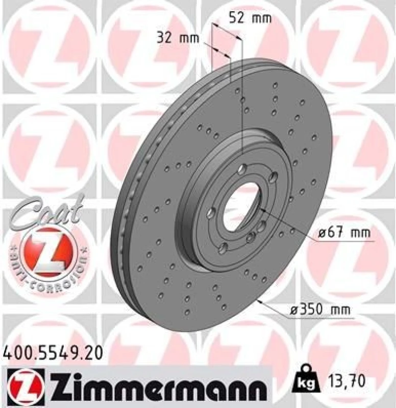 Image of ZIMMERMANN Brake disc ZIMMERMANN 400.5549.20