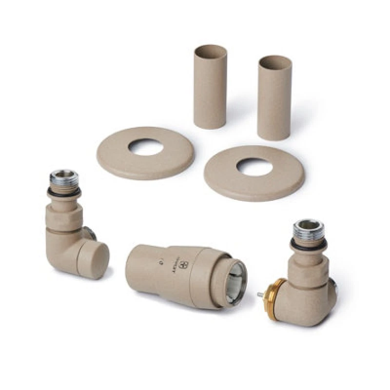 Image of Terma Vision Quartz Mocha Right Sided Corner Radiator Valve & Lockshield (Dia)15mm X ½"