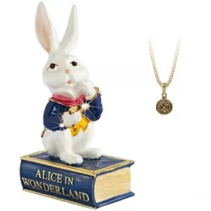 image of Arora Secrets from Hidden Treasures Alice in Wonderland White Rabbit Trinket Box, Multicolour, One Size