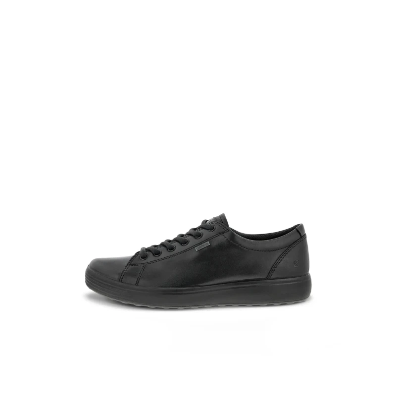 Image of Ecco Soft 7 430364 Leather Mens Low Top Trainers - Black - Size:UK 8-8.5