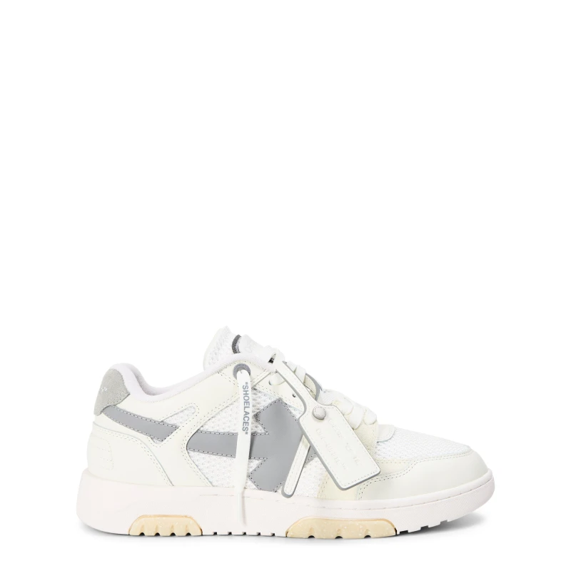 Image of Off White Mens Slim Low Calfskin Leather Trainers White/Grey male 6 (39)