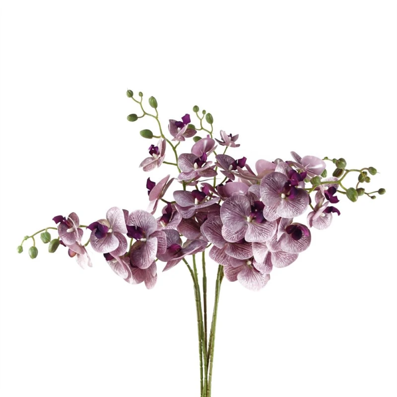 Image of Leaf Pack of 6 x 100cm Artificial Phalaenopsis Orchid Purple Stem Purple unisex