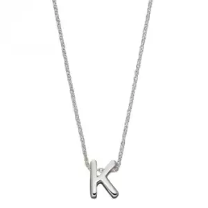 image of Initial K Plain Silver Initial Necklace N4438