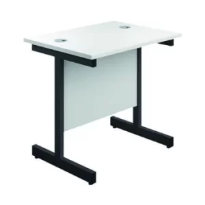 image of Jemini Rectangular Double Upright Cantilever Desk 800x600x730mm White/Black KF819531