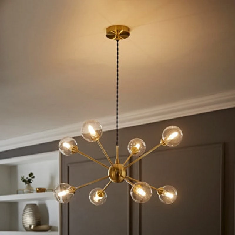 Image of ValueLights ValueLights Sputnik Adjustable Drop 8 Way Glass Globe Ceiling Pendant Light in Gold Gold One Size Unisex 5016529274933
