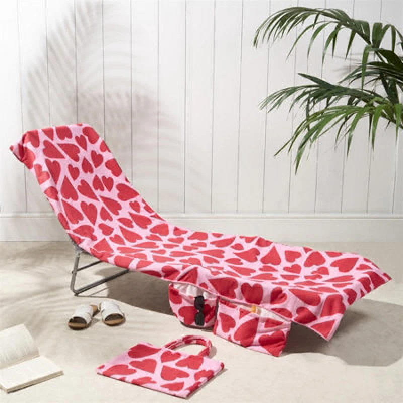 Image of OHS OHS Beach Towel Bag Microfiber Quick Dry Absorbent Soft Large Travel Bath in Pink Pink One Size Unisex 5027434211371