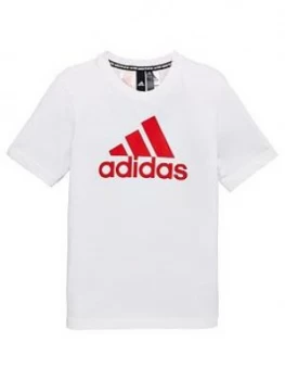 Image of Adidas Youth Boys Must Have Badge Of Sport T-Shirt - White