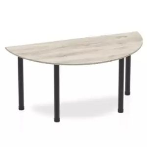 Image of Impulse 1600mm Semi-Circle Table Grey Oak Top Black Post Leg