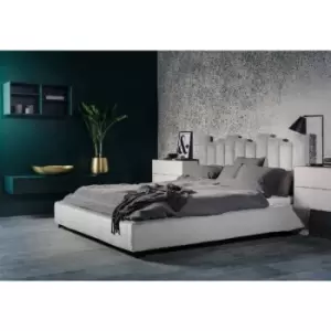 Image of Glexton Upholstered Beds - Plush Velvet, King Size Frame, Silver - Silver