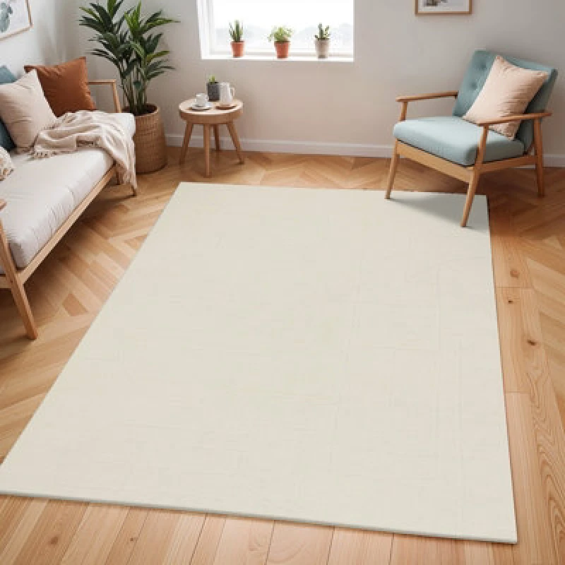 Image of Livabliss Scandi Modern High Pile Off-White Ava Area Rug 200 X 275cm - Easy Care, Non Shedding, Ideal For Living Room & Bedroom