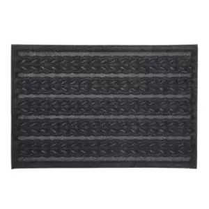 image of JVL Knit Design Scraper 40 x 60cm Charcoal Door Mat - Braided