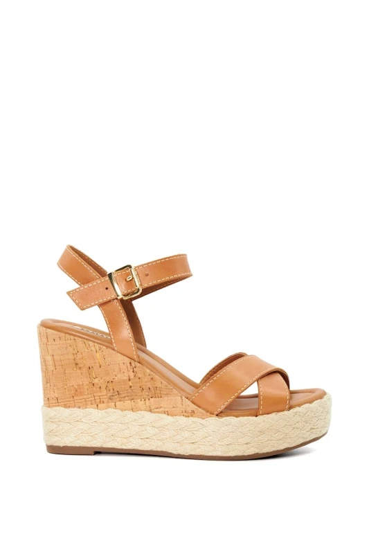 Image of Dune London Womens 'Kindest' Leather Wedges in Brown Size: 7 Brown Female 7