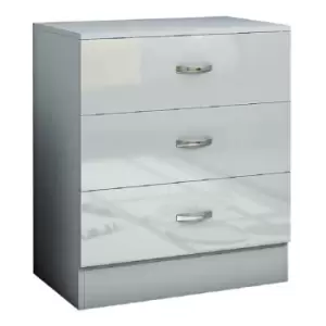 Image of Fwstyle High Gloss Grey 3 Drawer Chest