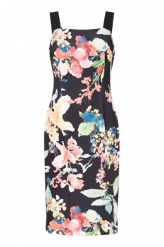 image of Adrianna Papell Scuba Floral Dress Black Multi