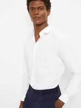 Image of Burton Menswear London Burton Slim Fit White Easy Iron Shirt, White Size M Men
