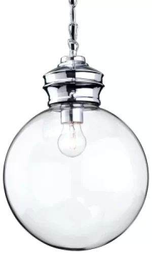 image of Omar 1 Light Globe Ceiling Pendant Chrome, Clear Glass, E27