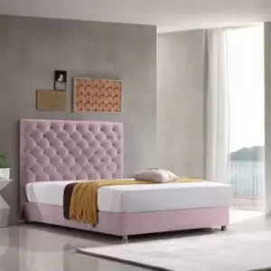 Image of Marina Upholstered Beds - Plush Velvet, King Size Frame, Pink - Pink