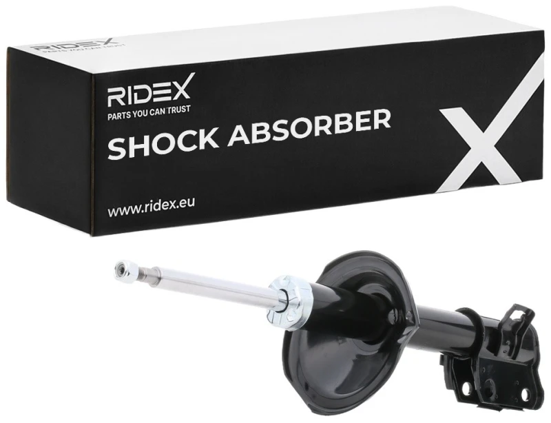 Image of RIDEX 854S0484 Shock absorber Front Axle Left, Gas Pressure, Twin-Tube, Suspension Strut, Bottom Clamp Shock Absorber (854)
