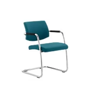 Image of Dynamic Visitor Chair Fixed Armrest Havanna Seat Maringa Teal Fabric
