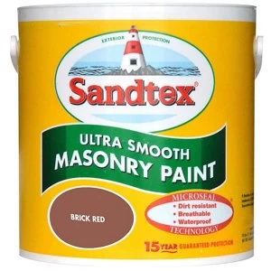 Image of Sandtex Ultra smooth Brick red Smooth Masonry Paint 2.5L