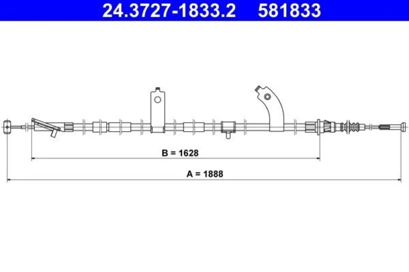 Image of ATE 24.3727-1833.2 Brake Cable 1888mm Cable,parking brake (124)