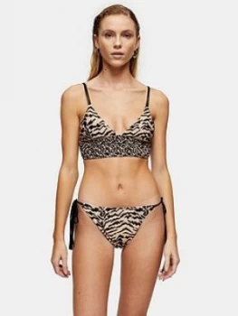 Image of Topshop Reversible Animal Print Tie Side Bikini Briefs - Tan