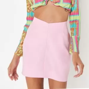 image of Missguided V Front Tailored Mini Skirt - Pink