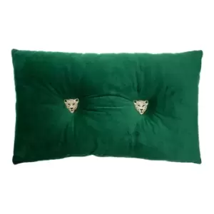 image of Paoletti Panther Pre-filled Cushion Polyester Emerald