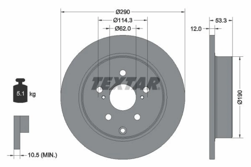 Image of Brake disc TEXTAR 92314203