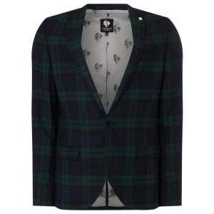 Image of Twisted Tailor Ginger Skinny Fit Checked Jacket - Green