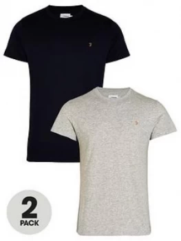 Image of Farah T-Shirt (2 Pack) - Grey/Navy , Grey/Navy, Size S, Men