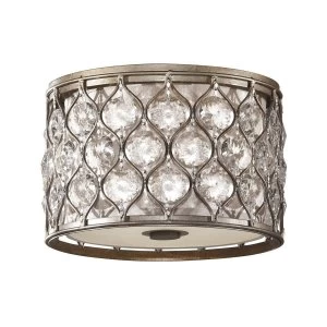Image of 2 Light Flush Ceiling Light Burnished Silver, E27