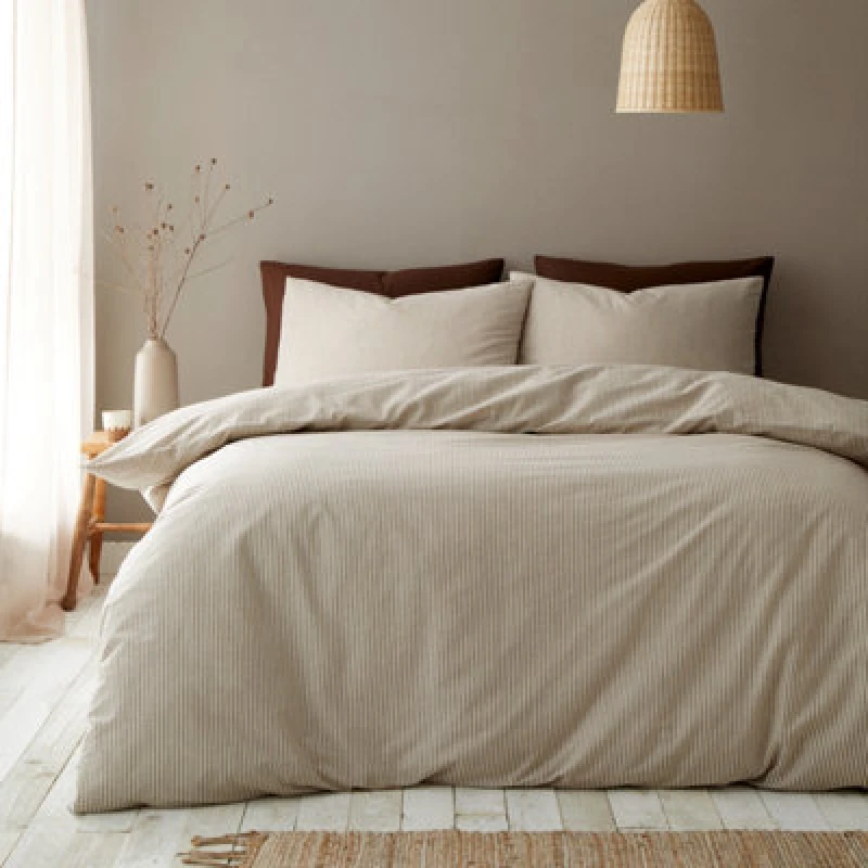 Image of Pineapple Elephant Cotton Rich Narrow Woven Stripe Single Duvet Cover Set With Pillowcase Mole