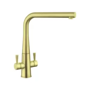 Image of Rangemaster Conical Brushed Brass Dual Lever Kitchen Tap