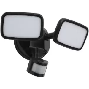 image of ( Pack) Zinc LED PIR Twin Security Spotlight 20W LYNN 4000K Cool White Black 1500lm