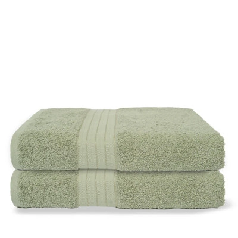 Image of OHS OHS 2 Pack of 100% Cotton Bath Sheet Bathroom Towel in Pale Green Pale Green Bath Sheet Unisex 5027434229185
