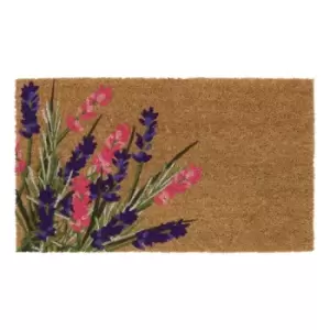 image of JVL Lavender Print, Latex Coir Mat, 40x70cm - Multi