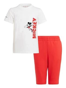 Image of Boys, Adidas Little Boys Disney Mickey Mouse Short & T-Shirt Set, Red/White, Size 18-24 Months