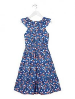 image of Fat Face Girls Ruby Bee Print Maxi Dress - Cobalt