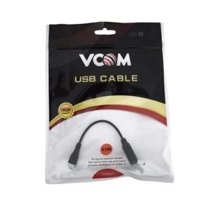 image of VCOM USB 2.0 A (F) to USB 2.0 Micro B (M) 0.15m Black Retail Packaged Nickel Plated Data Adapter