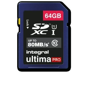 Image of Integral 64GB SD Card SDXC Cl10 80 Mb/S