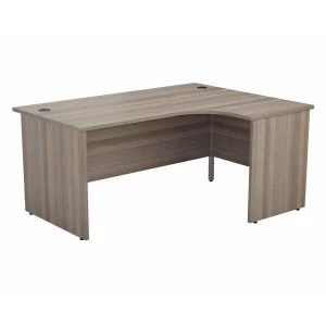 image of TC Office Right Hand Crescent Desk with Panel End Legs 1600 x 1200mm, Grey Oak Effect