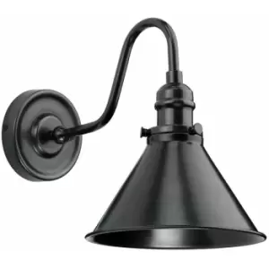 Image of Loops - Wall Light Sconce Metal Conical Shade Downlighter Old Bronze LED E27 60W Bulb